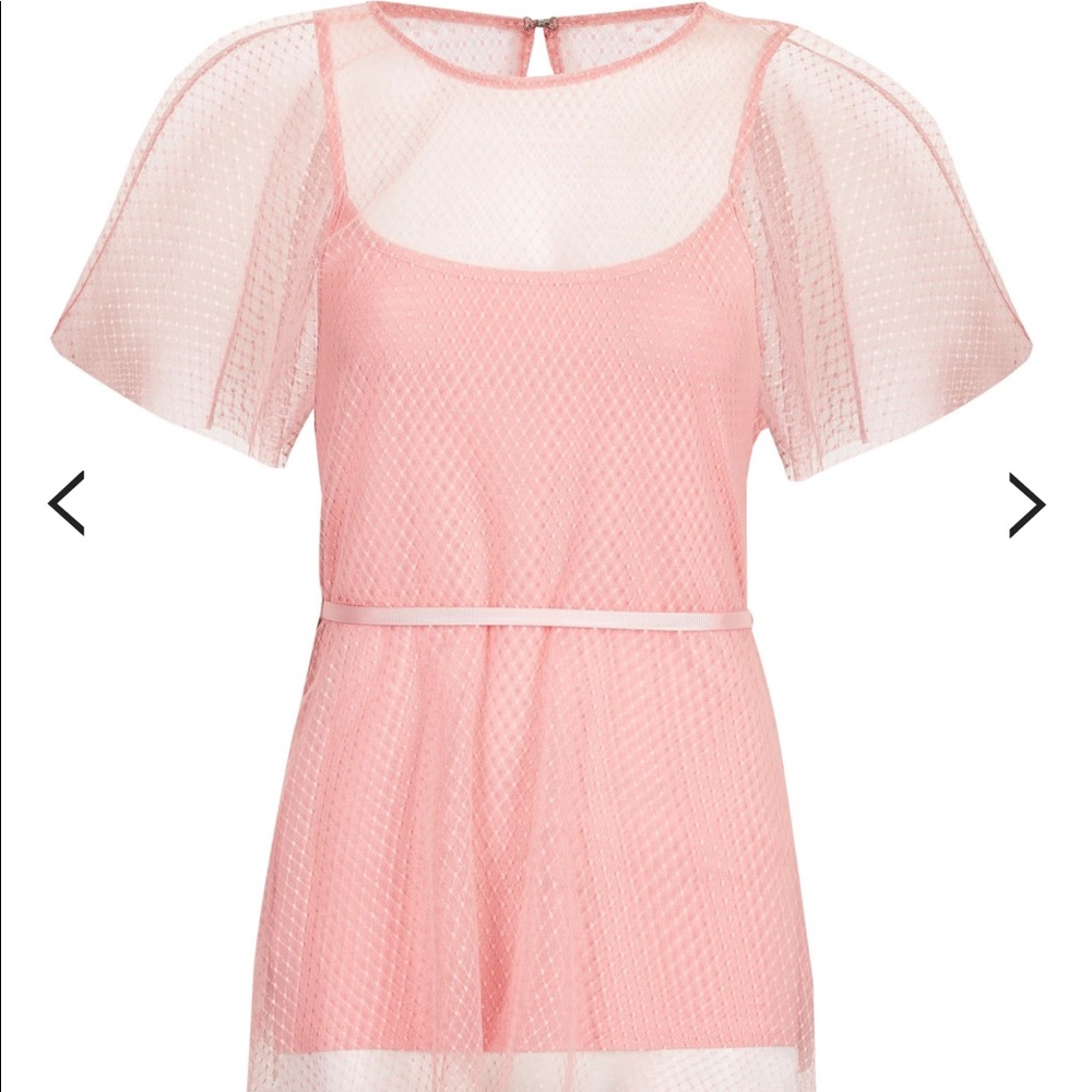 Topshop Spot Mesh Belted Batwing Top